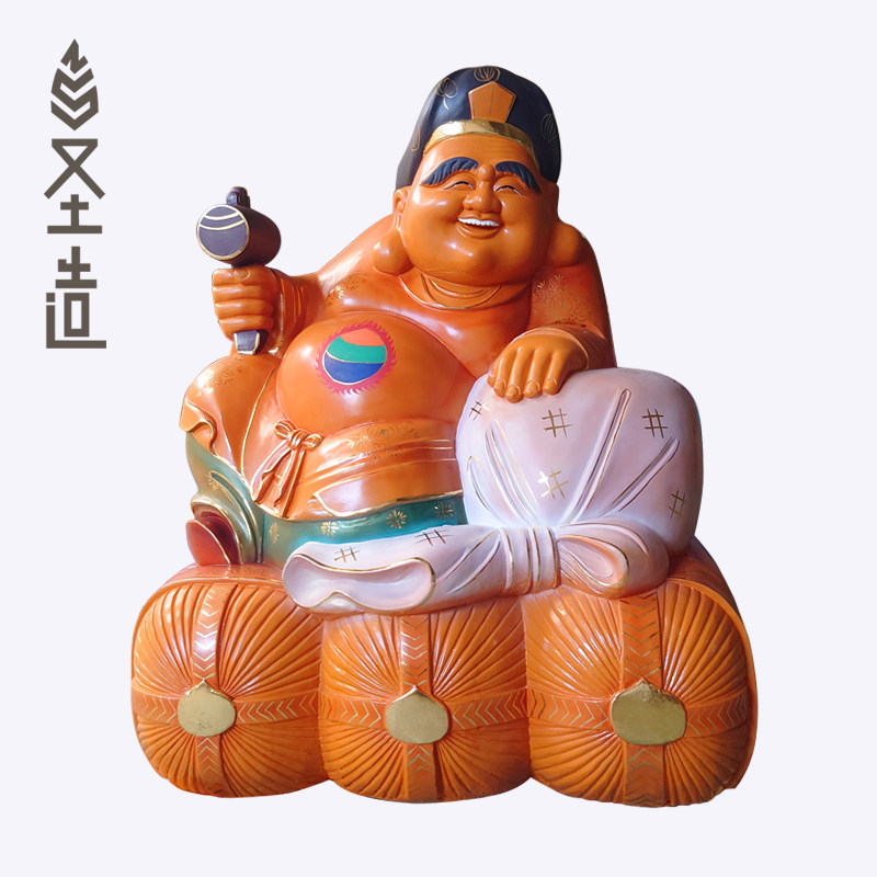 新款大黑天财神木雕摆件香樟木雕刻财神像柚木大黑天神定制 圣造