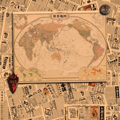 世界仿古全图复古牛皮纸画酒吧咖啡厅装饰画客厅挂画壁画墙画画芯,家居饰品,现代装饰画,淘宝优惠券,粉丝福利购,淘宝优惠卷