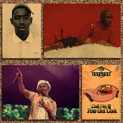 Tyler The Creator嘻哈说唱歌手怀旧牛皮纸海报 宿舍客厅装饰画