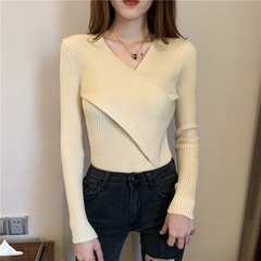 Real price winter new collar off shoulder solid color Pullover