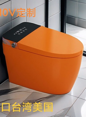 110V新款橙色彩色特色定制智能马桶110V出口台湾全自动110伏坐便