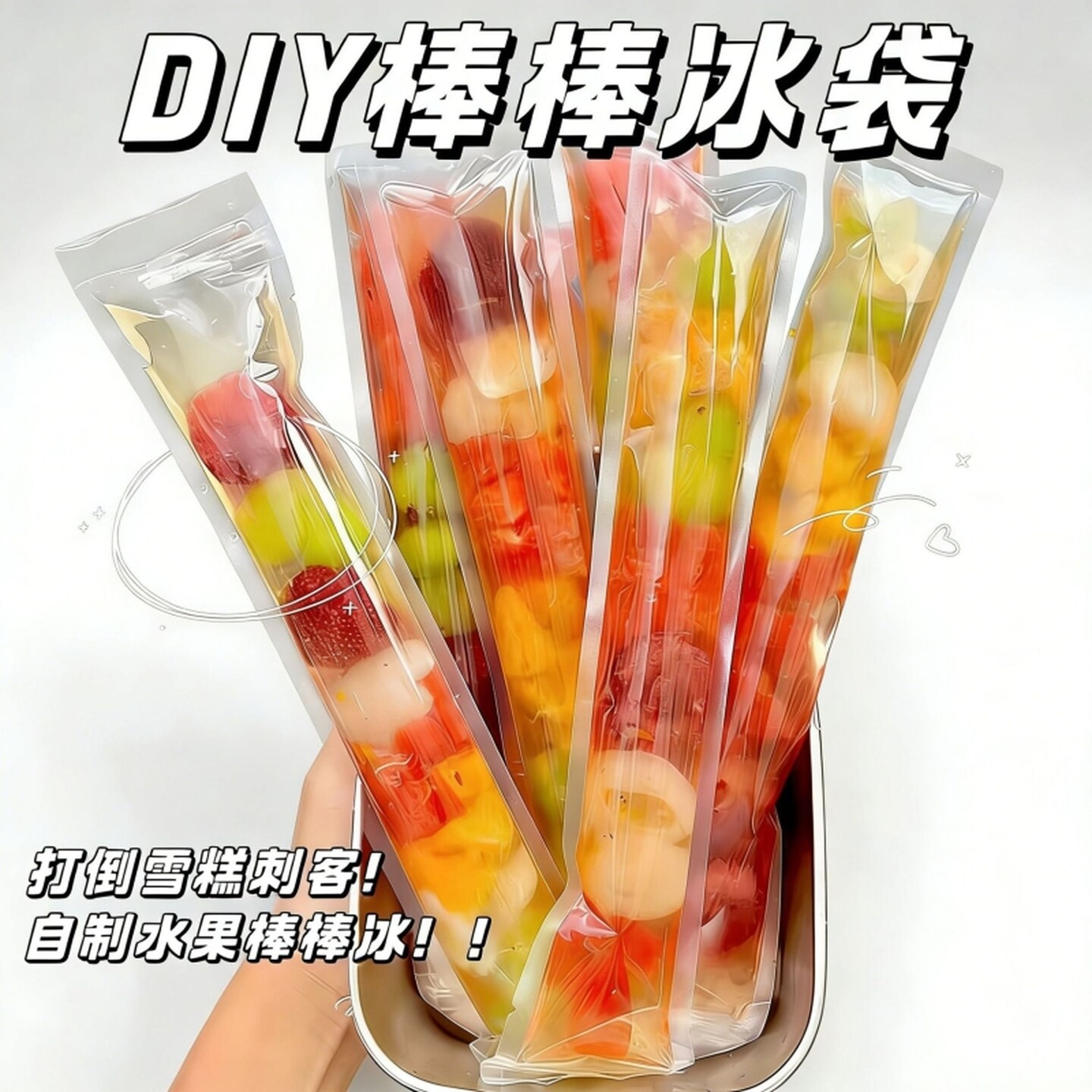 一次性棒棒冰袋DIY自制冰棍模具家用冰冻制冰袋食品级雪糕自封袋