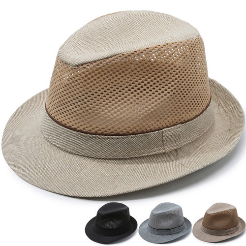 帽子男夏季草帽老年人爸爸夏天遮阳防晒礼帽老人男士爷爷老头凉帽