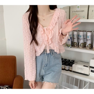 防晒开衫 超仙长袖 短款 上衣配吊带裙子 披肩女夏季 小外套大码 薄款