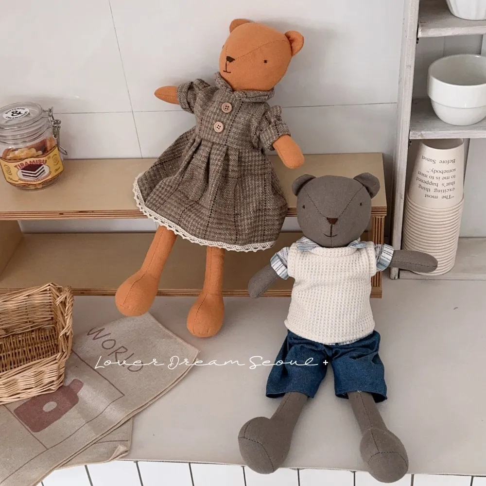 韩国秋冬新款充棉布艺情侣小熊娃娃 可爱陪伴公仔玩偶摆件配饰女