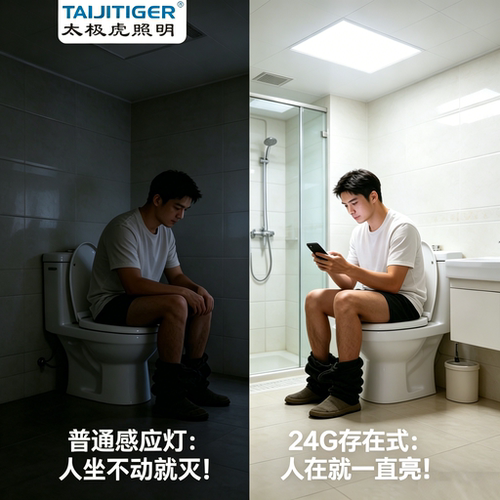 24G存在式感应平板灯人在一直亮