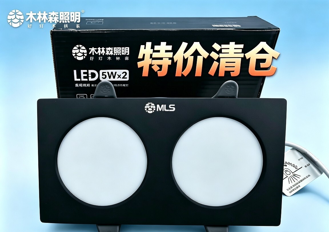 木林森双头方形筒灯2×5W 嵌入式10W黑色商用店铺照明特价清仓