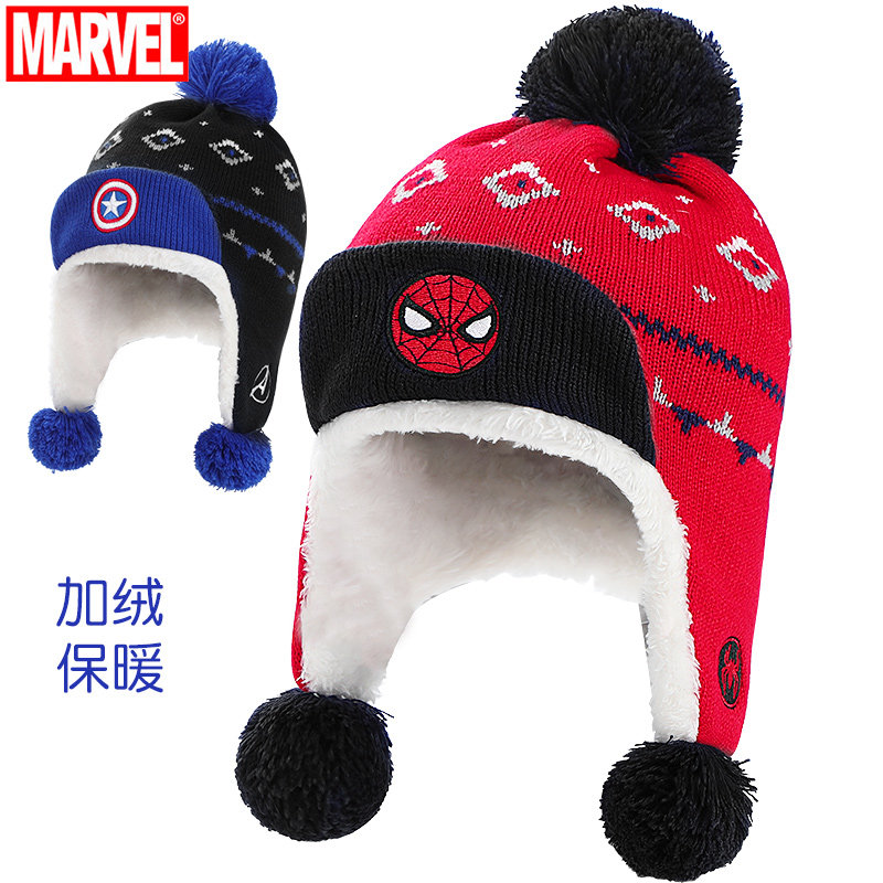 迪士尼宝宝秋冬男孩加绒儿童帽子