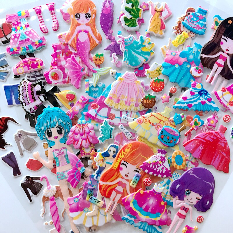 换装贴纸女孩换衣服公主立体泡泡贴纸儿童贴画小粘贴玩具卡通贴