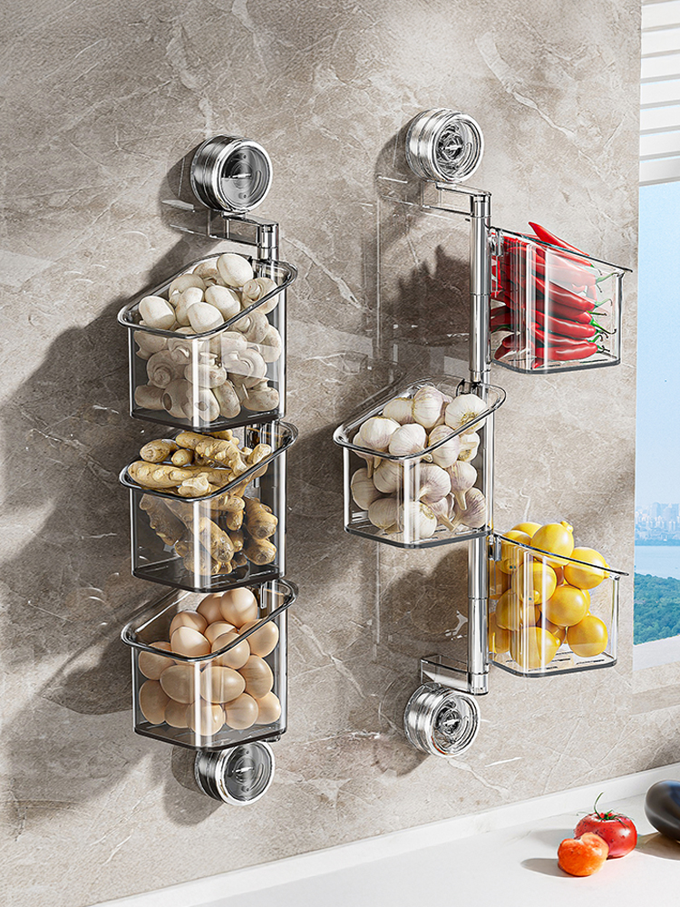 优勤厨房葱姜蒜收纳盒吸盘置物架免打孔壁挂生姜大蒜鸡蛋收纳神器