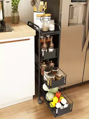 Kitchen shelf Floor-to-ceiling multi-layer seasoning storage shelf Dishes multi-function household Daquan refrigerator crevice rack