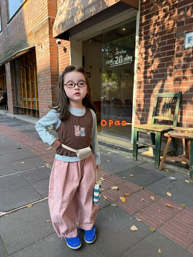 Opao 26秋季新款女童兔子两件套上衣5078波点休闲裤5126
