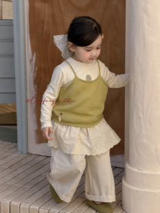 草房子·26春装新款女童针织背心打底衫两件套26050