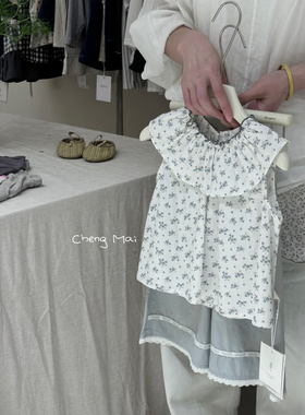 承麦85723女童翻领碎花娃娃衫25夏季新款女宝宝甜美凉快背心上衣