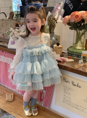 7seven·26春装新款女童吊带网纱公主裙仙女蛋糕裙9472