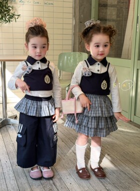 Kiai 26春装新款女童兔子警官T恤1085女宝宝宽松工装裤1075