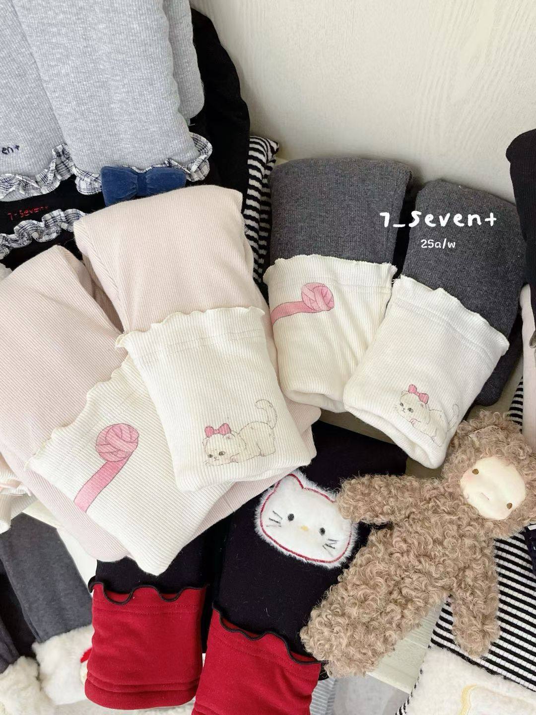 7seven正品～女童蚕丝棉打底裤冬装女宝宝加厚夹棉保暖裤外穿9433