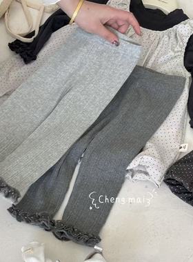 承麦·26春装新款女童蕾丝花边打底裤韩系穿搭女宝宝长裤简约8666