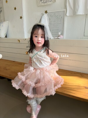 opolala·26夏季新款女童猫咪背心78001女童网纱半身裙78002