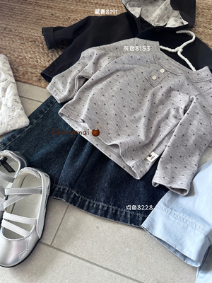 承麦～25秋装新款女童波点休闲T恤洋气女宝宝打底衫长袖上衣8153