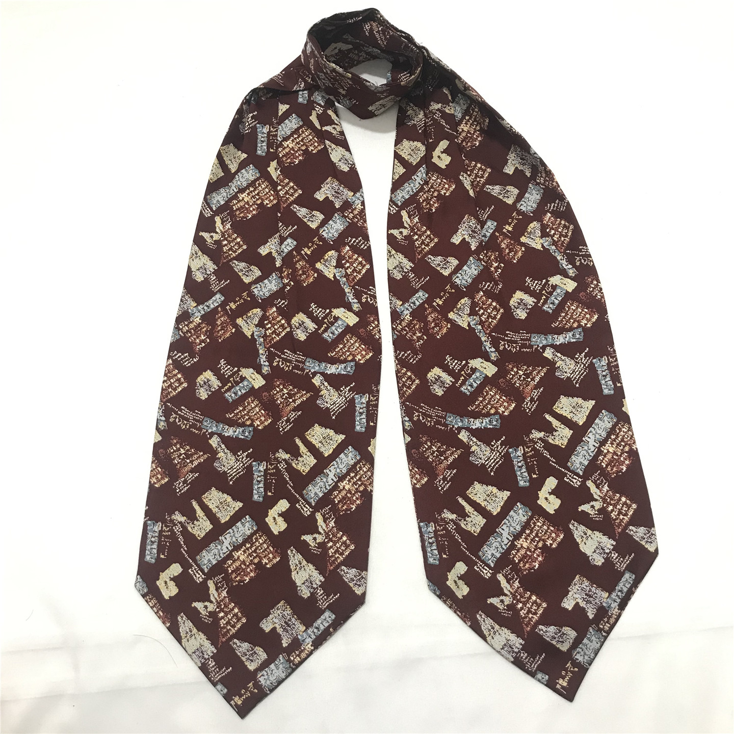 vintage古着中古英伦休闲商务西装领口丝巾油画印花纹男女领巾Y31