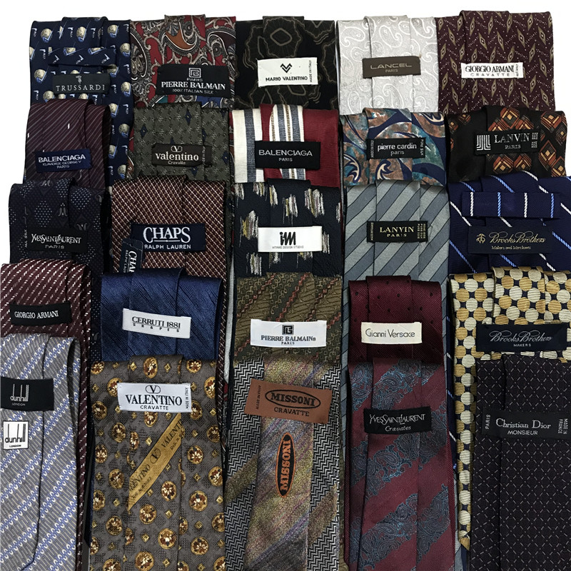 中古领带vintage古着孤品奢侈大牌复古学院油画印花高端真丝G91