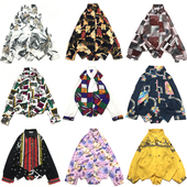 vintage古着衬衫 春夏复古夏威夷巴洛克雪纺油画宫廷宽松百搭女E73