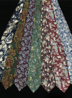 中古vintage古着日系孤品休闲商务花纹色织男女手打真丝领带Y83
