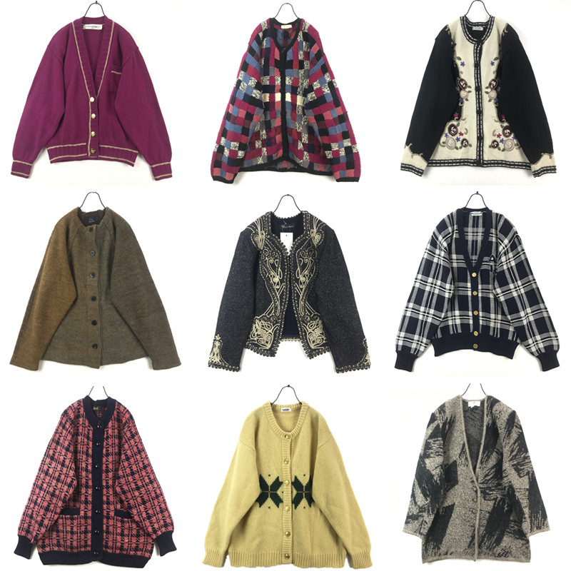 vintage古着孤品日系森女复古刺绣学院慵懒风宽松开衫外套毛衣Y1