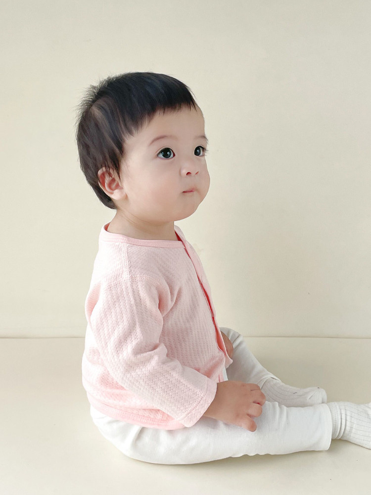 베이비 순면 소형 코트 베이비 가디건 남아 및 여아용 뼈없는 밀착 의류 긴팔 바닥 셔츠 봄 가을 의류