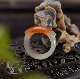 001384-0 全品缅甸A货糯冰飘红翡清代老翡翠马鞍戒指指环