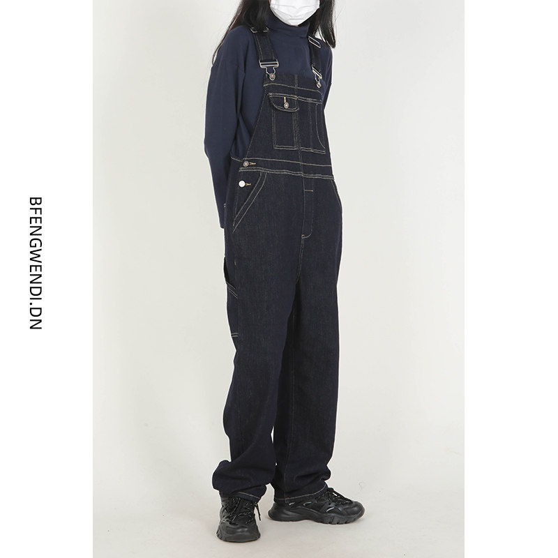 断码清仓  春秋新品宽松显瘦学生不褪色弹力牛仔背带裤女韩版显女
