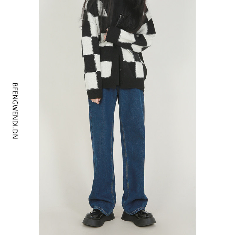 断码清仓 高腰宽松无弹复古水洗蓝色直筒显瘦牛仔长裤女显腿长,女装/女士精品,牛仔裤,淘宝优惠券,粉丝福利购,淘宝优惠卷