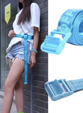 网红同款正确版OW黄色腰带Belt18sOFF WHITE工业皮带青年男女时尚