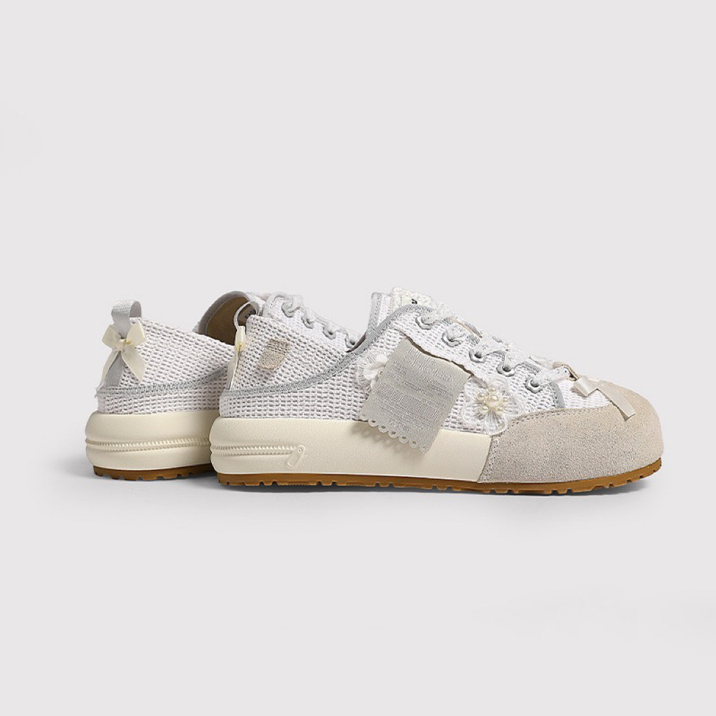 2025新款休闲百搭两穿厚底芭蕾风韩版时尚夏季学生蕾丝透气小白鞋