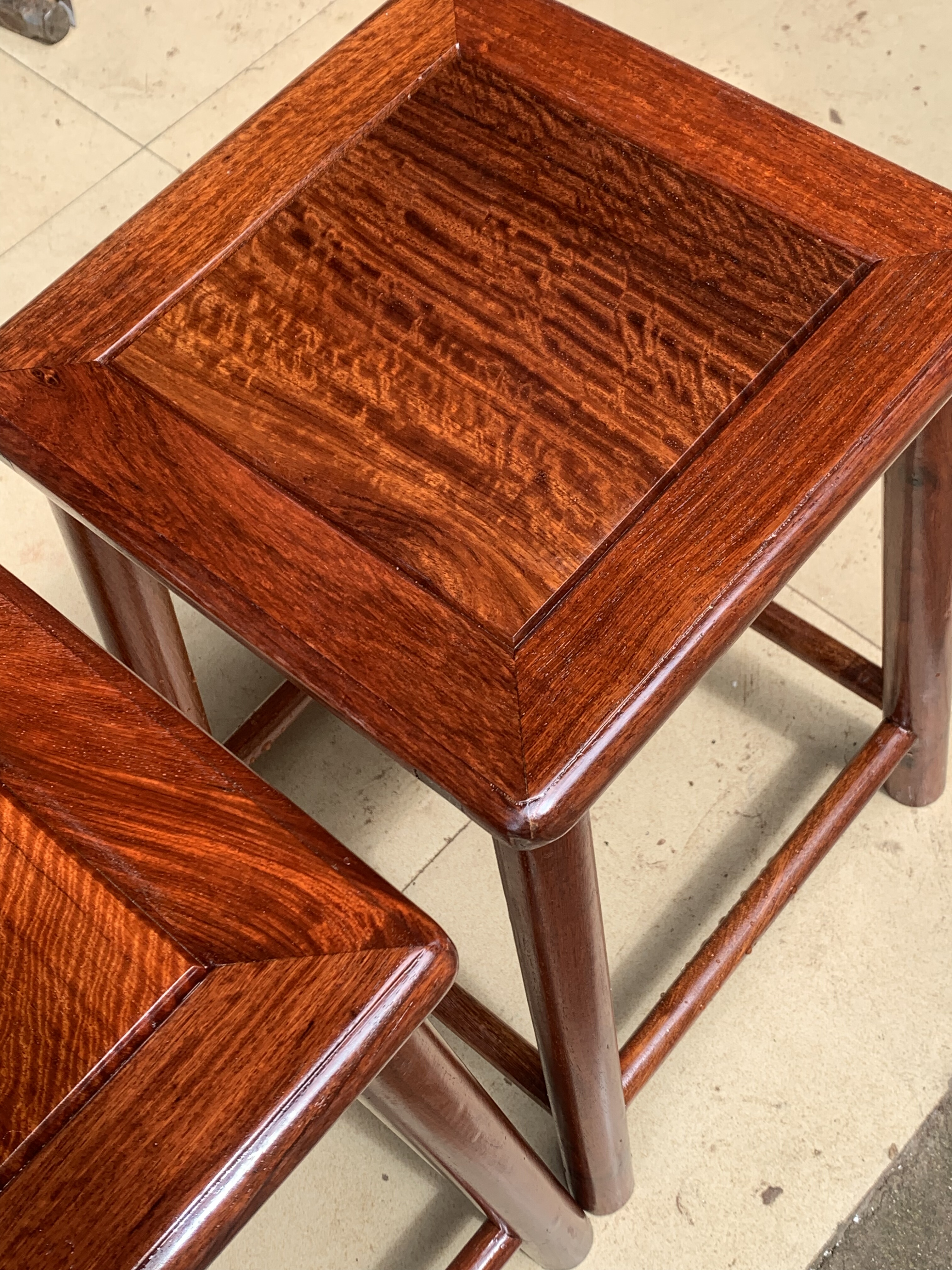 缅甸花梨木紫檀国标红木方凳花梨矮凳凳子家用换鞋实木四方高板凳