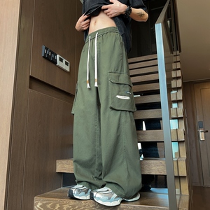 直筒休闲裤子男夏季新款宽松阔腿工装裤潮牌纯棉运动裤K2711-P52图片