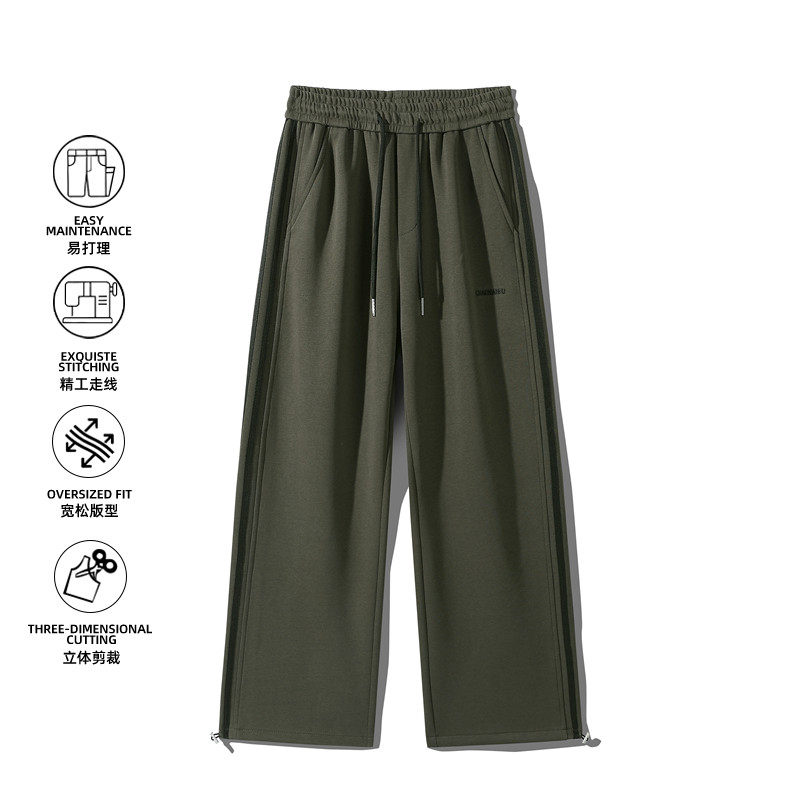 条纹直筒卫裤男春2026美式高街宽松阔腿运动休闲长裤Z9999-P45，男装休闲裤，星座610（原A335）