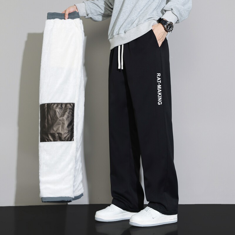男冬季新款加绒运动裤厚款青年束脚休闲长裤JR888B-P45图片