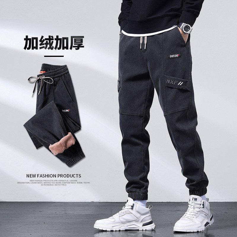 加绒牛仔裤男士时尚韩版潮牌痞帅加厚秋冬休闲长裤JR651图片