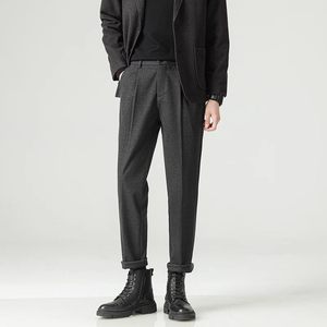 春季男士裤子痞帅轻熟风修身直筒坠感小西装毛呢裤子CY86-P48图片