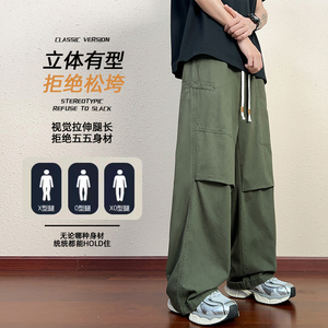 纯棉休闲裤男春夏美式潮牌伐木工装裤宽松直筒伞兵裤K2715-P50图片