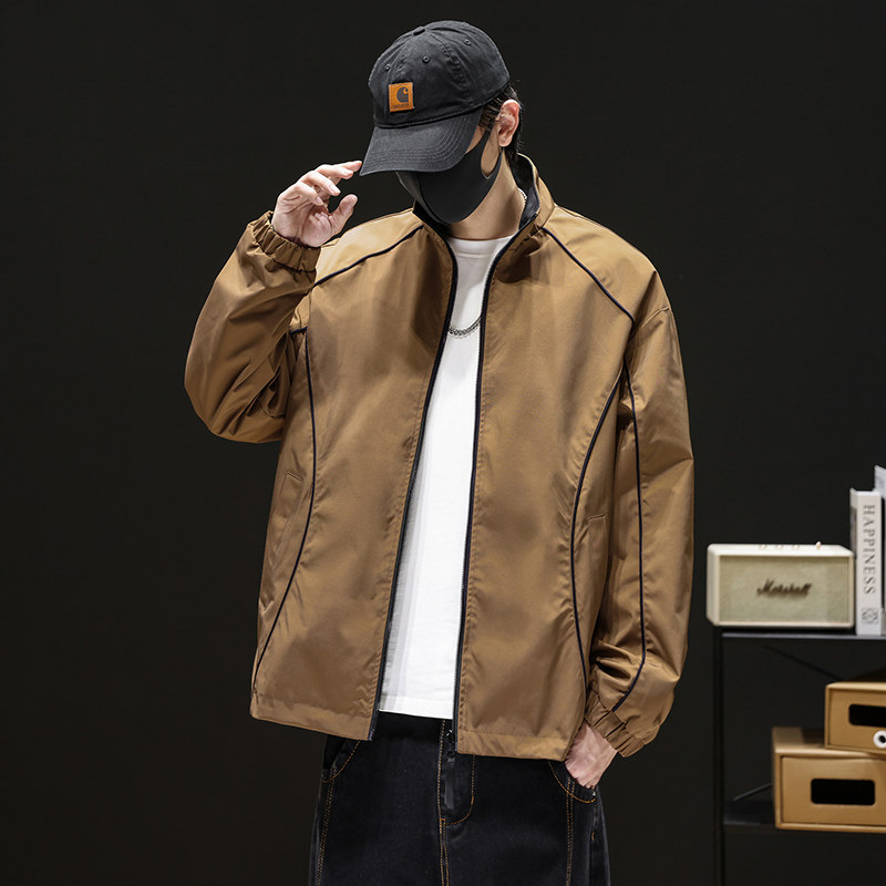 个性拼接立领夹克外套男2025新款宽松帅气潮流立领外套Q5566-P68，男装夹克，星座610（原A335）