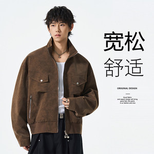 美式机车防风外套2025秋季新款皮夹克男潮牌休闲百搭JS5621-P98图片
