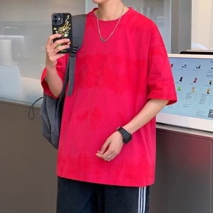T恤男青春流行时尚潮牌夏季新款宽松百搭圆领纯棉五分袖T060-P40图片