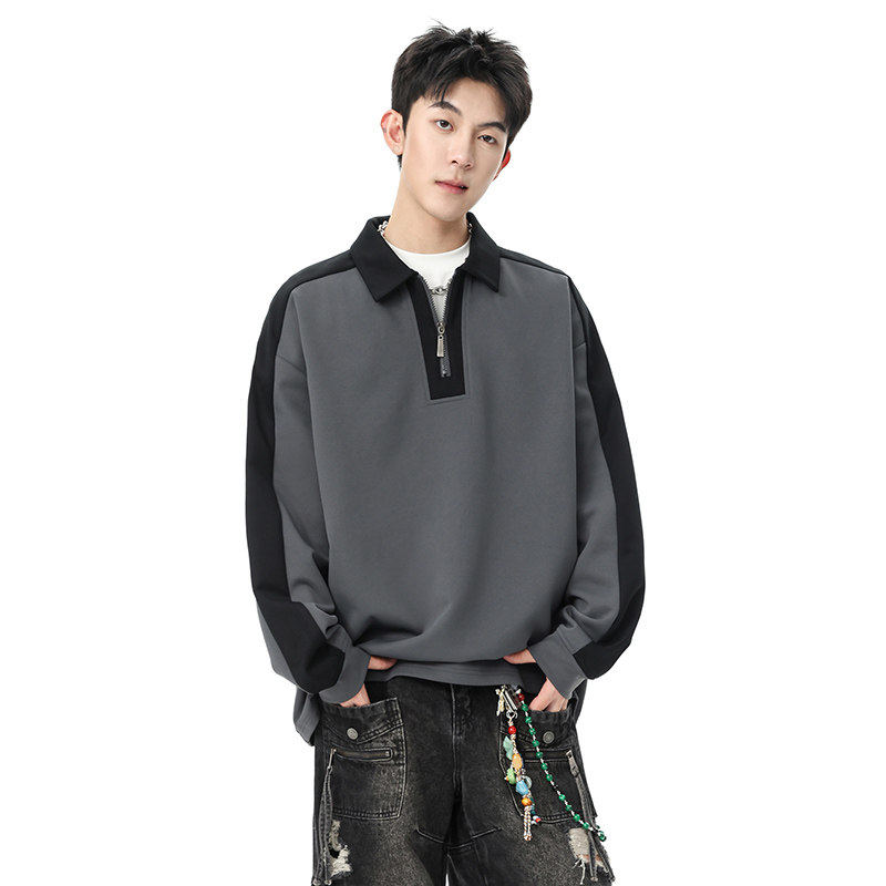 男士宽松半拉链卫衣2025秋季新款青少年时尚休闲撞色Q5571-特P42，男装卫衣，星座610（原A335）