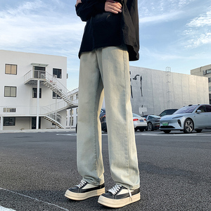 美式高街复古牛仔裤男秋冬新款水洗休闲高街直筒长裤子TS115-P45图片