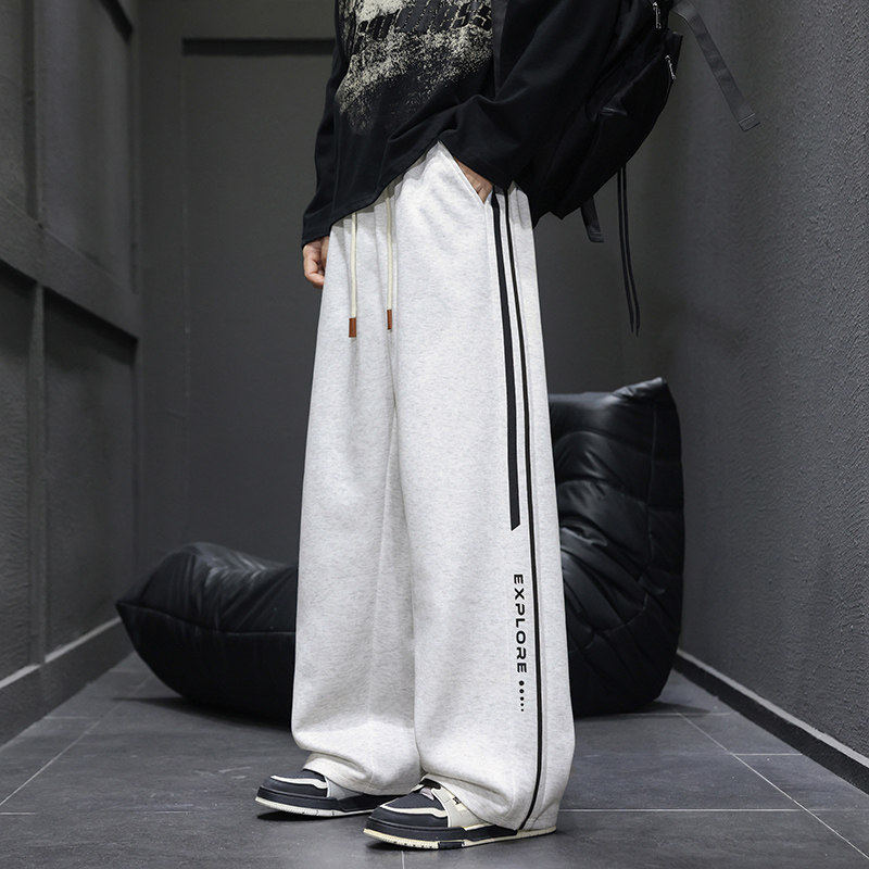 秋季2025新款宽松条纹直筒运动裤阔腿青少年休闲长裤Q29165-特P35，女装休闲裤，星座610（原A335）