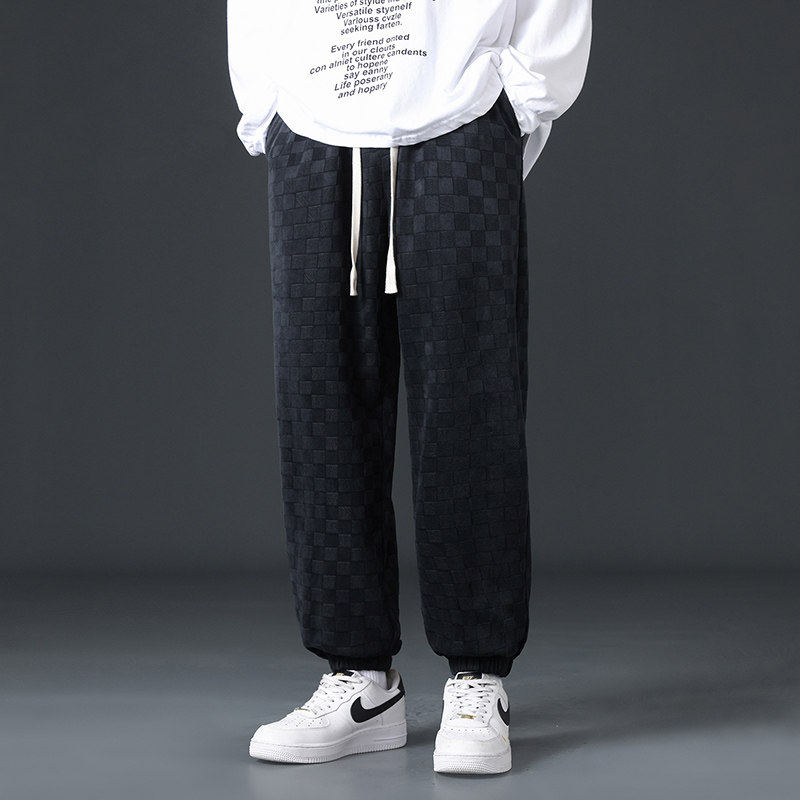 灯芯绒休闲卫裤男春季美式宽松运动裤潮流阔腿裤子Q2370-P40，男装休闲裤，星座610（原A335）