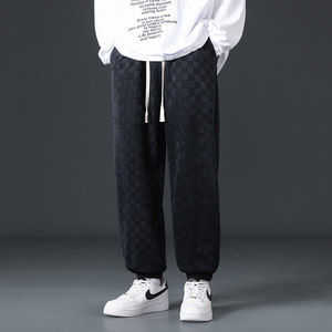 灯芯绒休闲卫裤男春季美式宽松运动裤潮流阔腿裤子Q2370-P40，男装休闲裤，星座610（原A335）